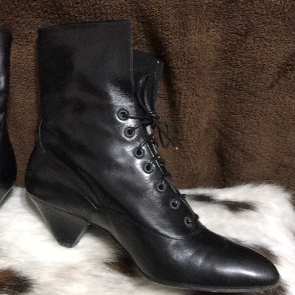 Size 6 Black Calf Skin Ankle Black Calf Skin Boots